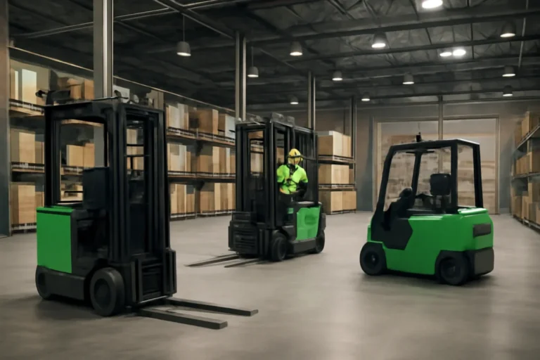 Best electric forklifts for distribution centers planning scene with electric material handling equipment