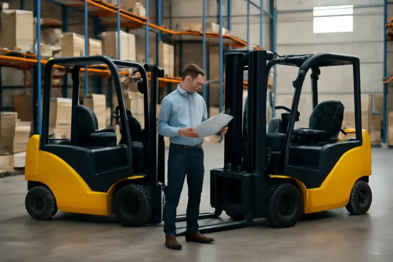 How to choose between 3-wheel and 4-wheel electric forklifts planning scene with electric material handling equipment