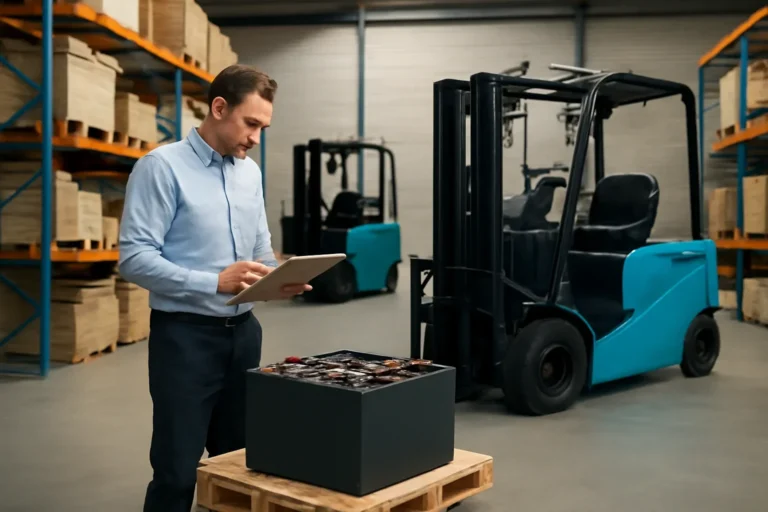 When to replace your forklift battery planning scene with electric material handling equipment