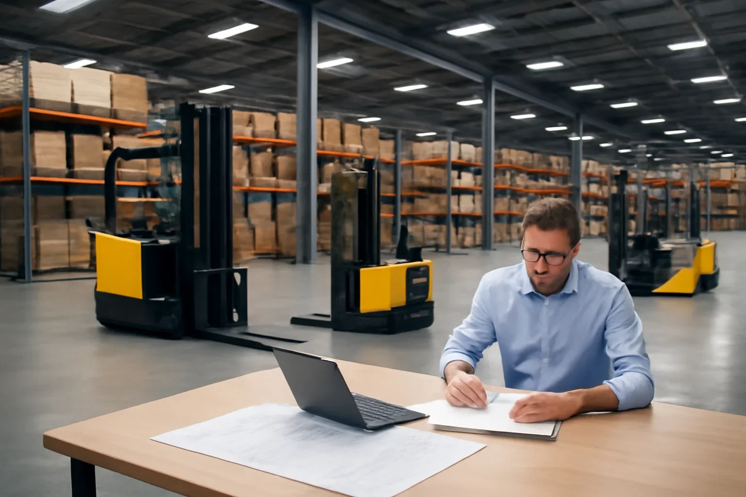 Case studies planning scene with electric material handling equipment