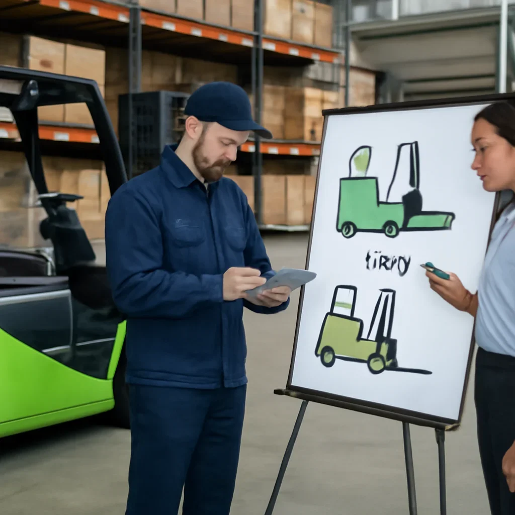 Electric forklift delivery and service planning related to electric vs propane forklifts