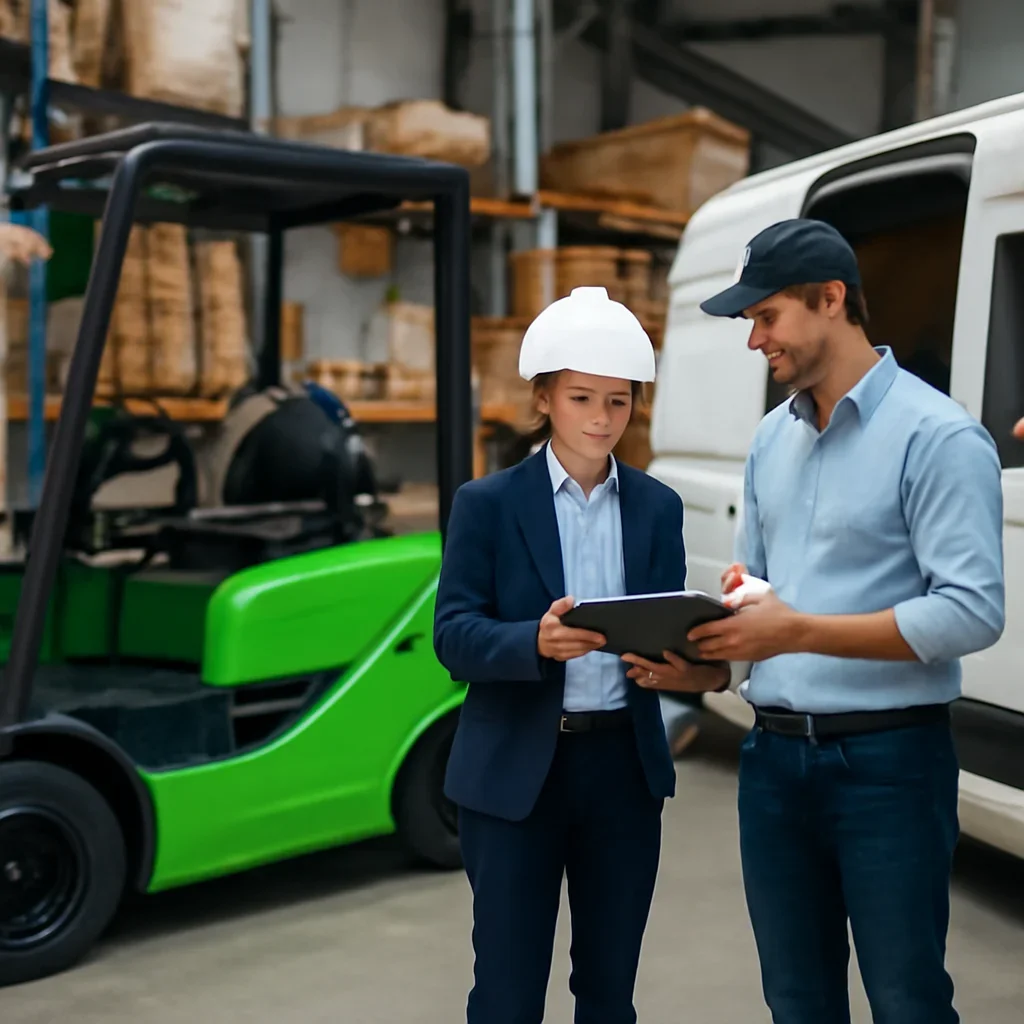 Electric forklift delivery and service planning related to electric forklift leasing