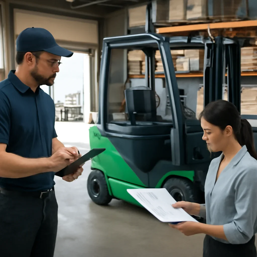 Electric forklift delivery and service planning related to features