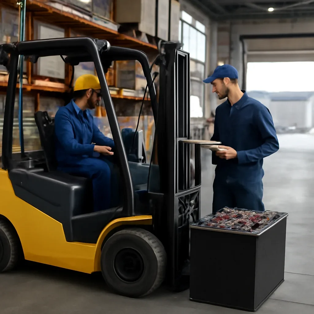 Electric forklift delivery and service planning related to forklift batteries