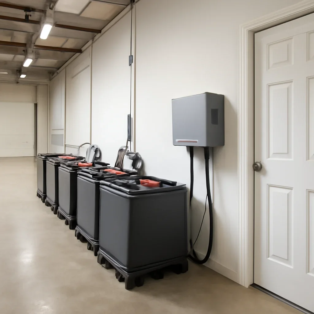 Forklift battery and charger area connected to home