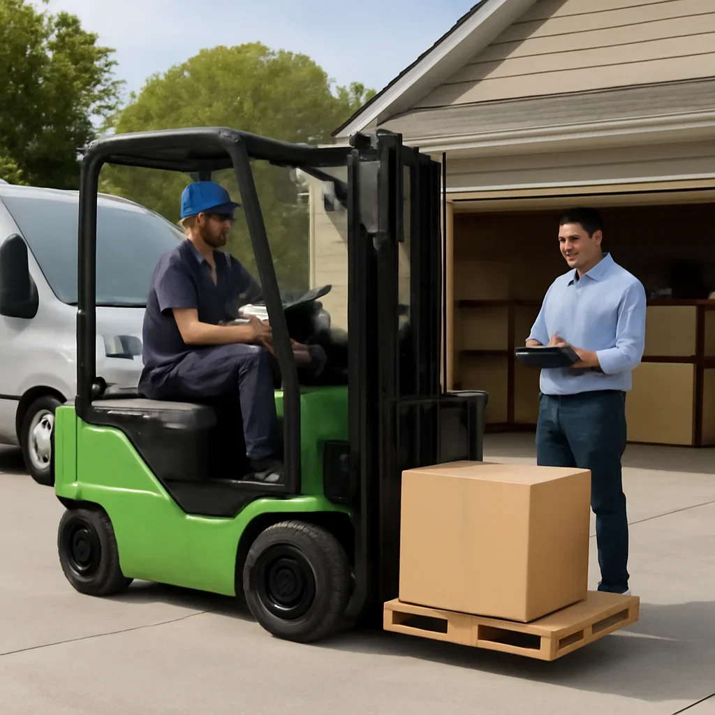 Electric forklift delivery and service planning related to home