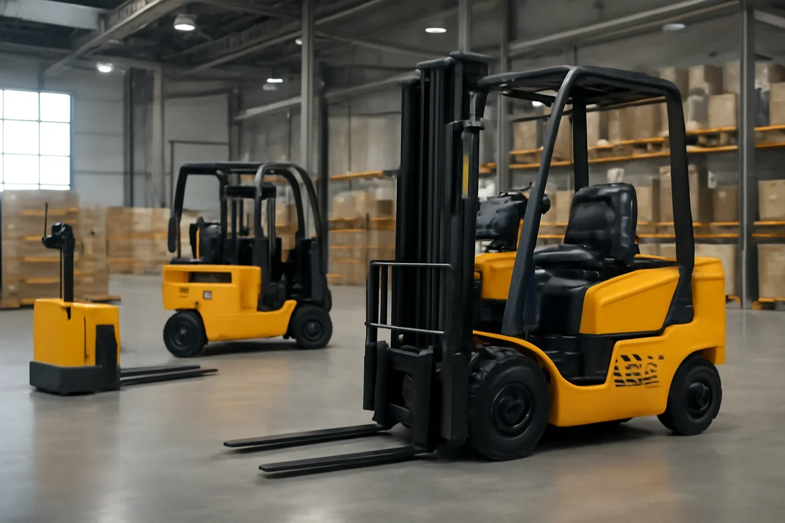 Houston electric forklifts planning scene with electric material handling equipment