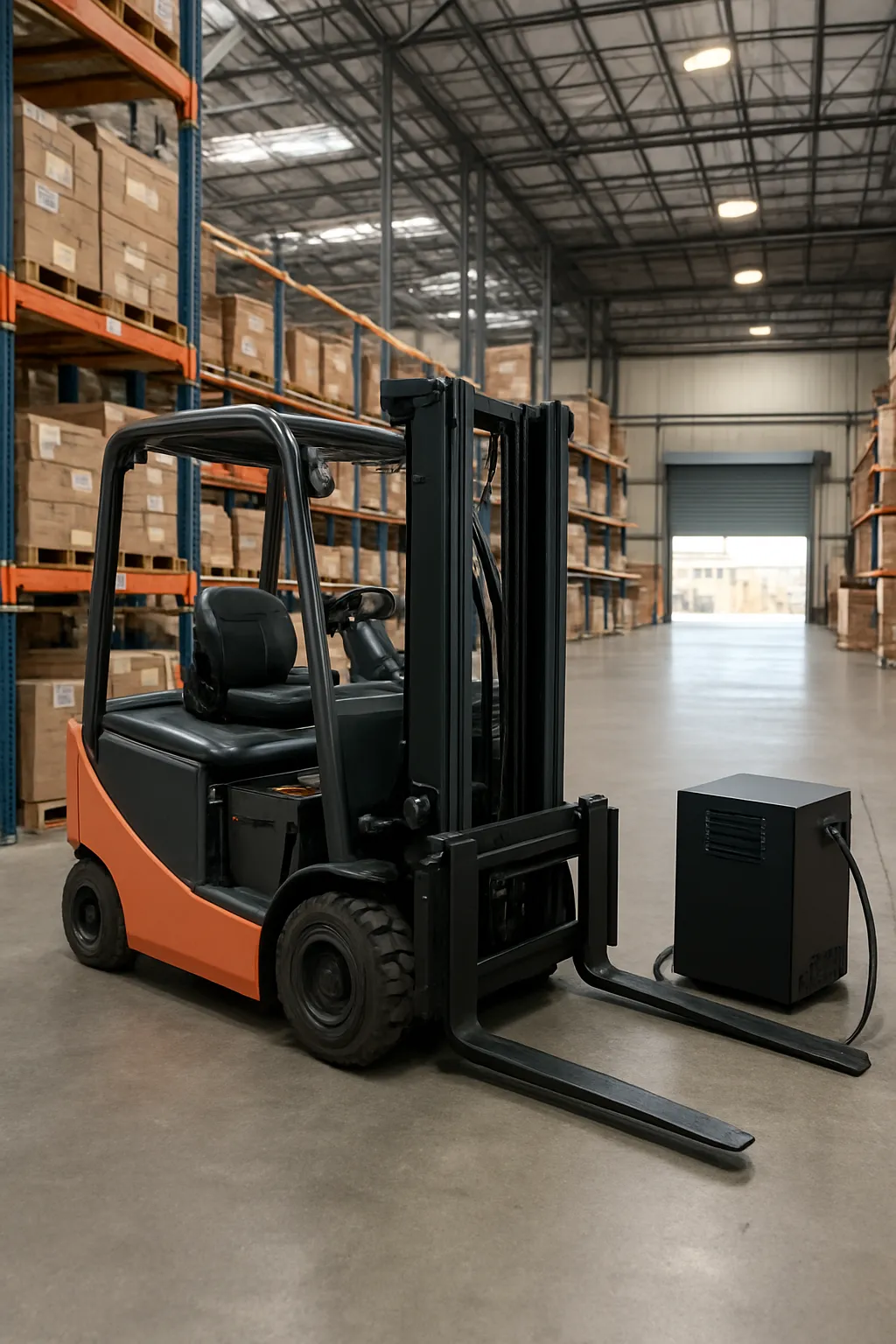 Electric forklift battery technology supporting a Houston warehouse