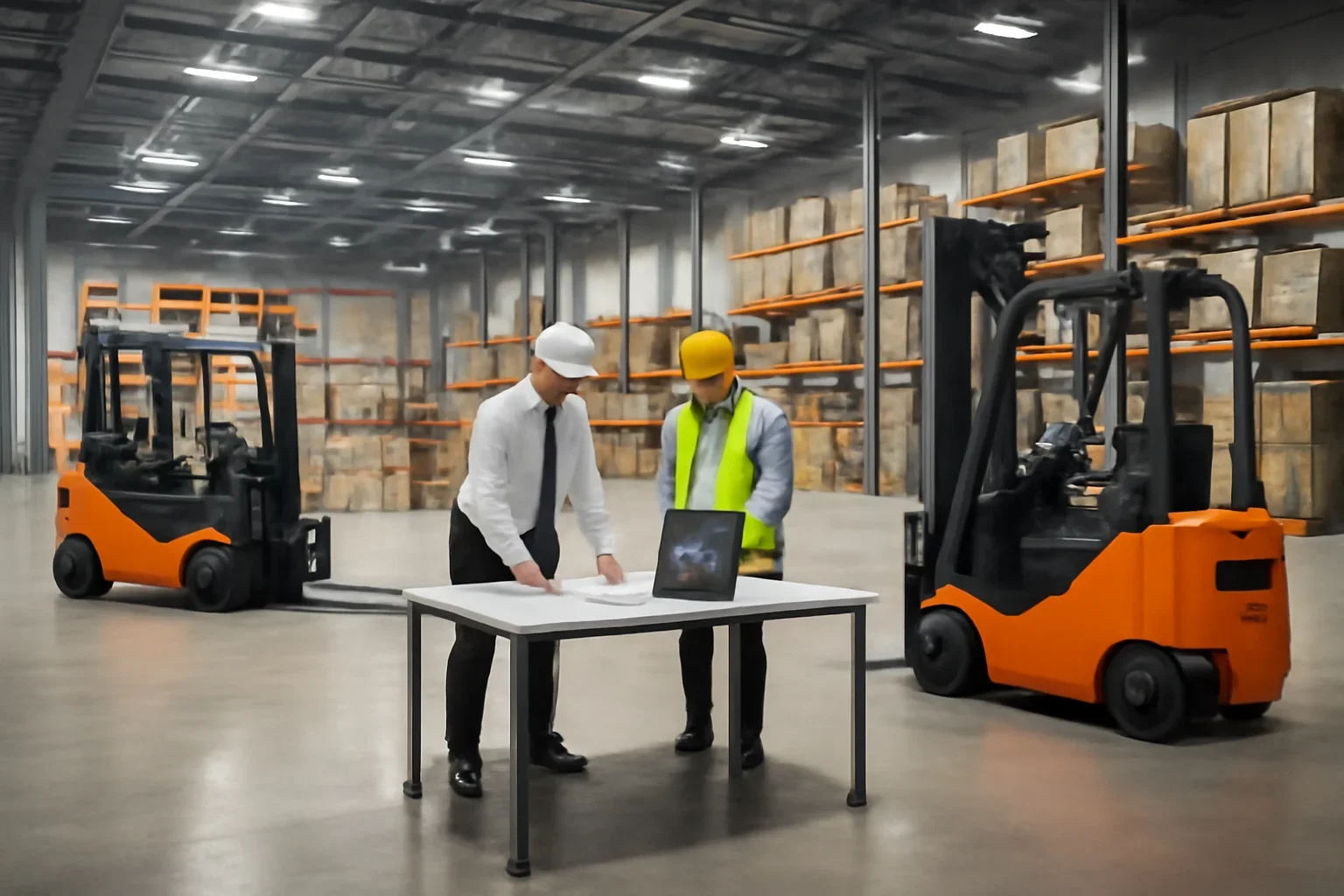 Integrations planning scene with electric material handling equipment