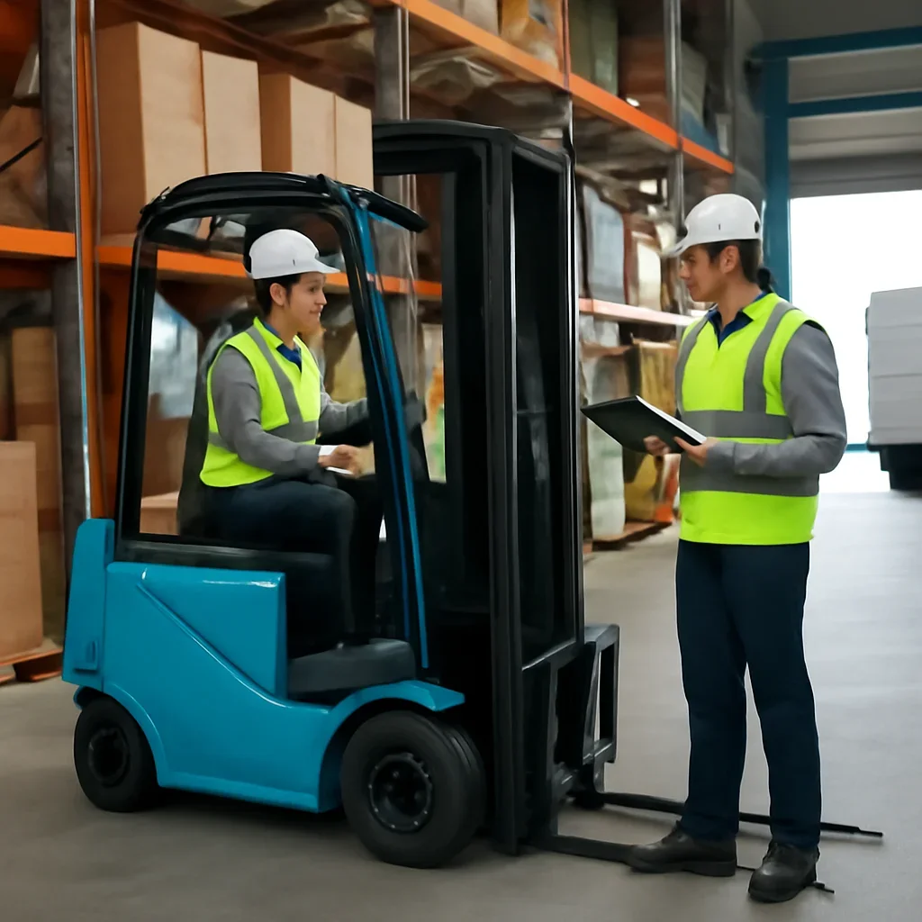 Electric forklift delivery and service planning related to racking & storage integration
