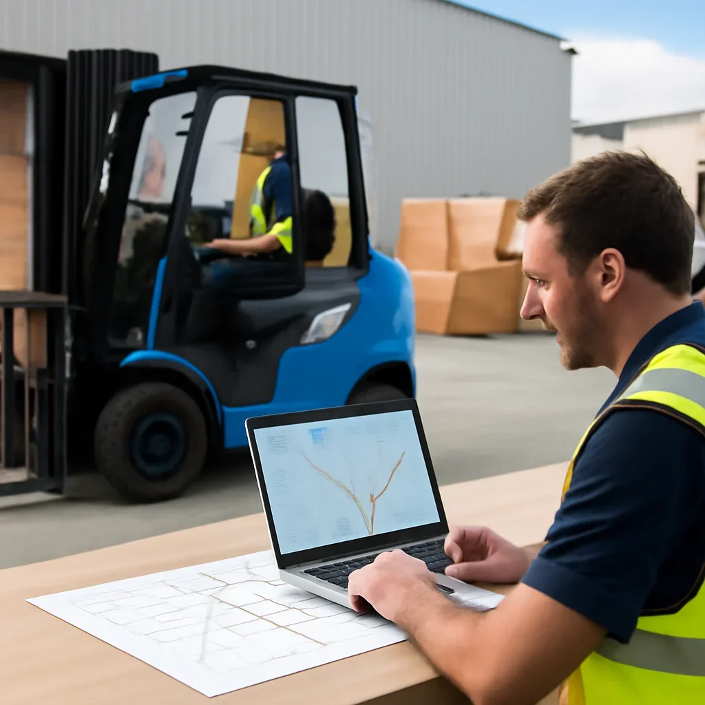 Electric forklift delivery and service planning related to telematics
