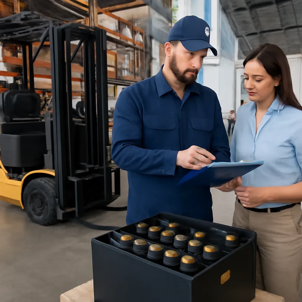 Electric forklift delivery and service planning related to lead-acid forklift batteries