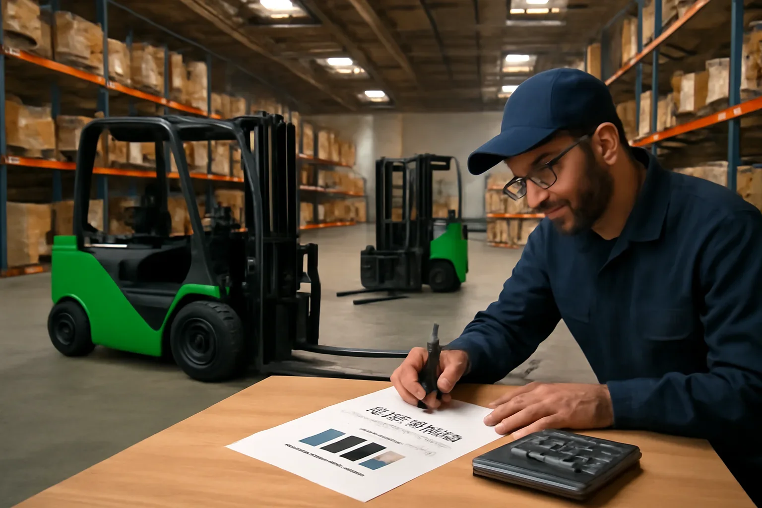 Pricing planning scene with electric material handling equipment