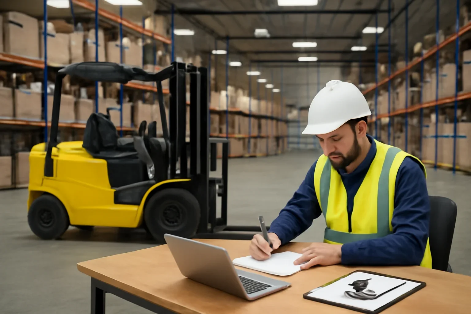 Safety inspections planning scene with electric material handling equipment