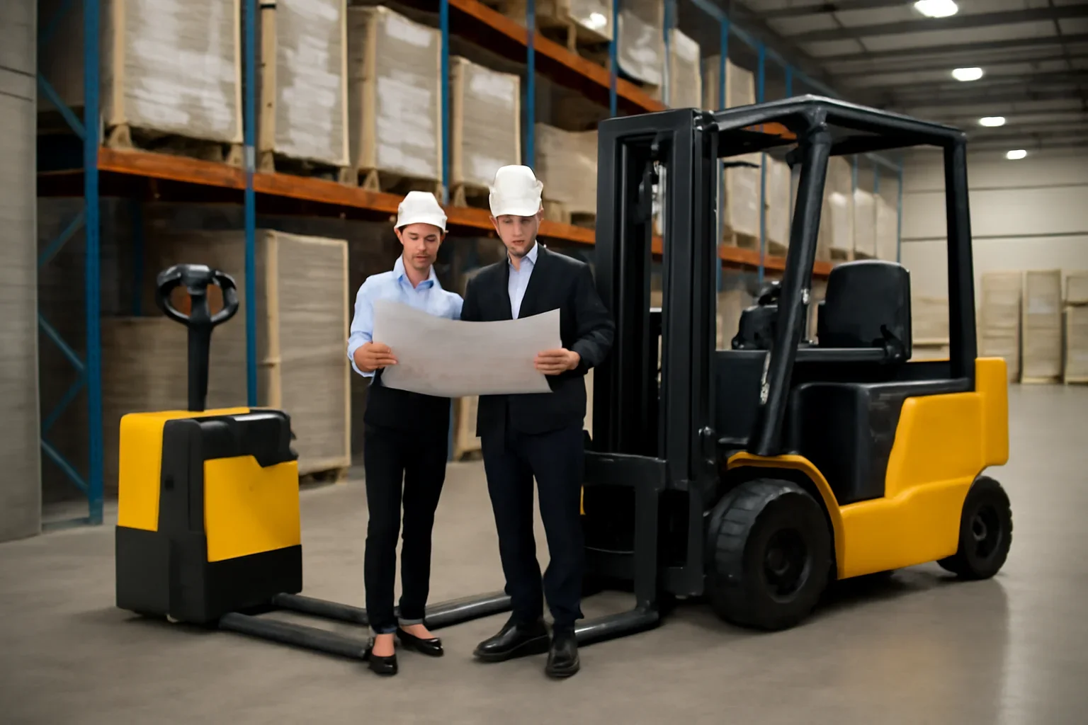 Solutions planning scene with electric material handling equipment