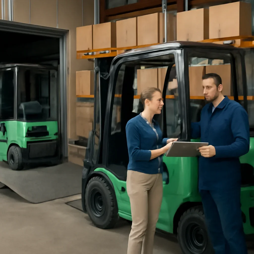 Electric forklift delivery and service planning related to trade-ins